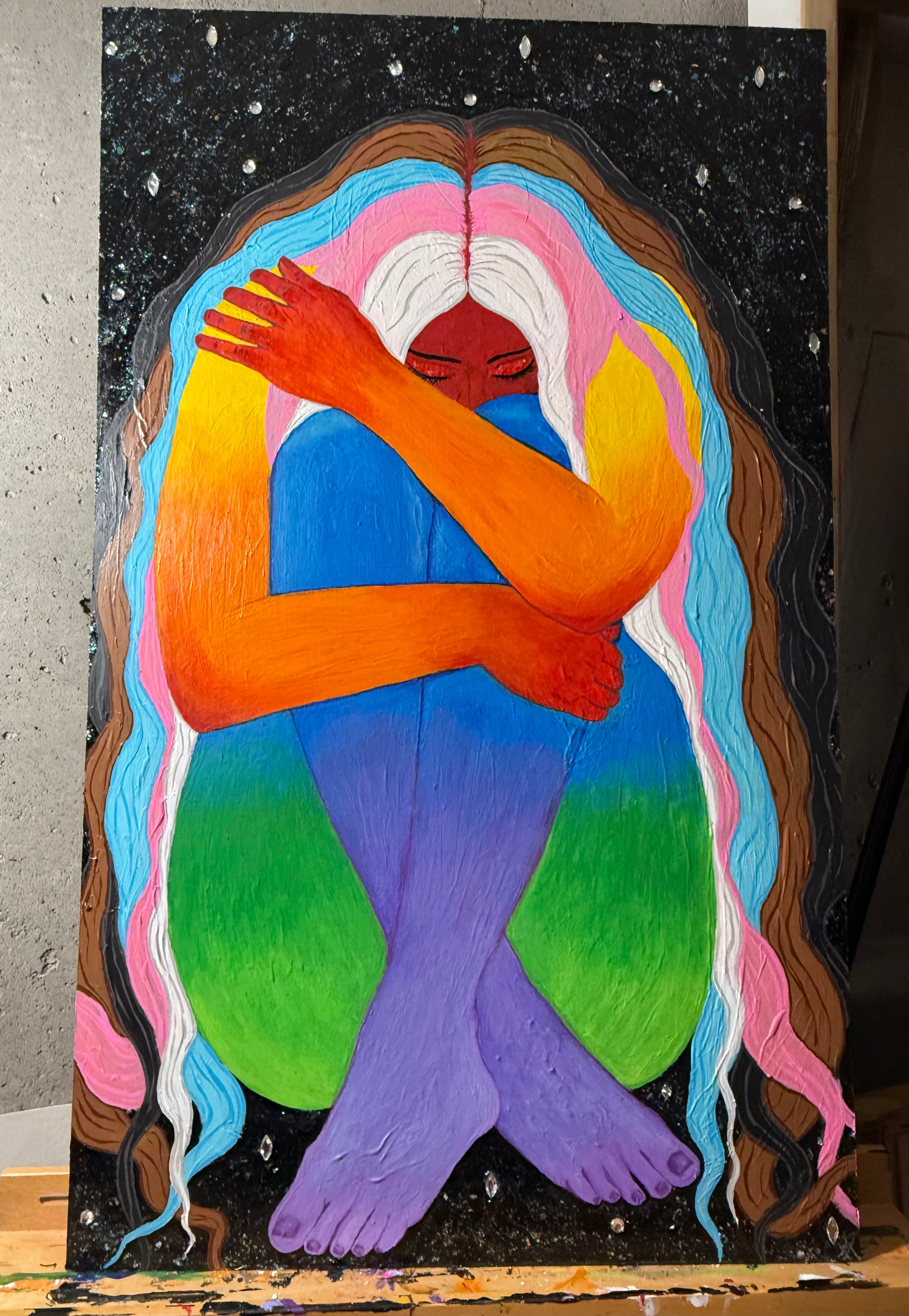 Born Like This Painting mixed media 31x19