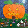 Halloween Village Painting acrylic 24x24