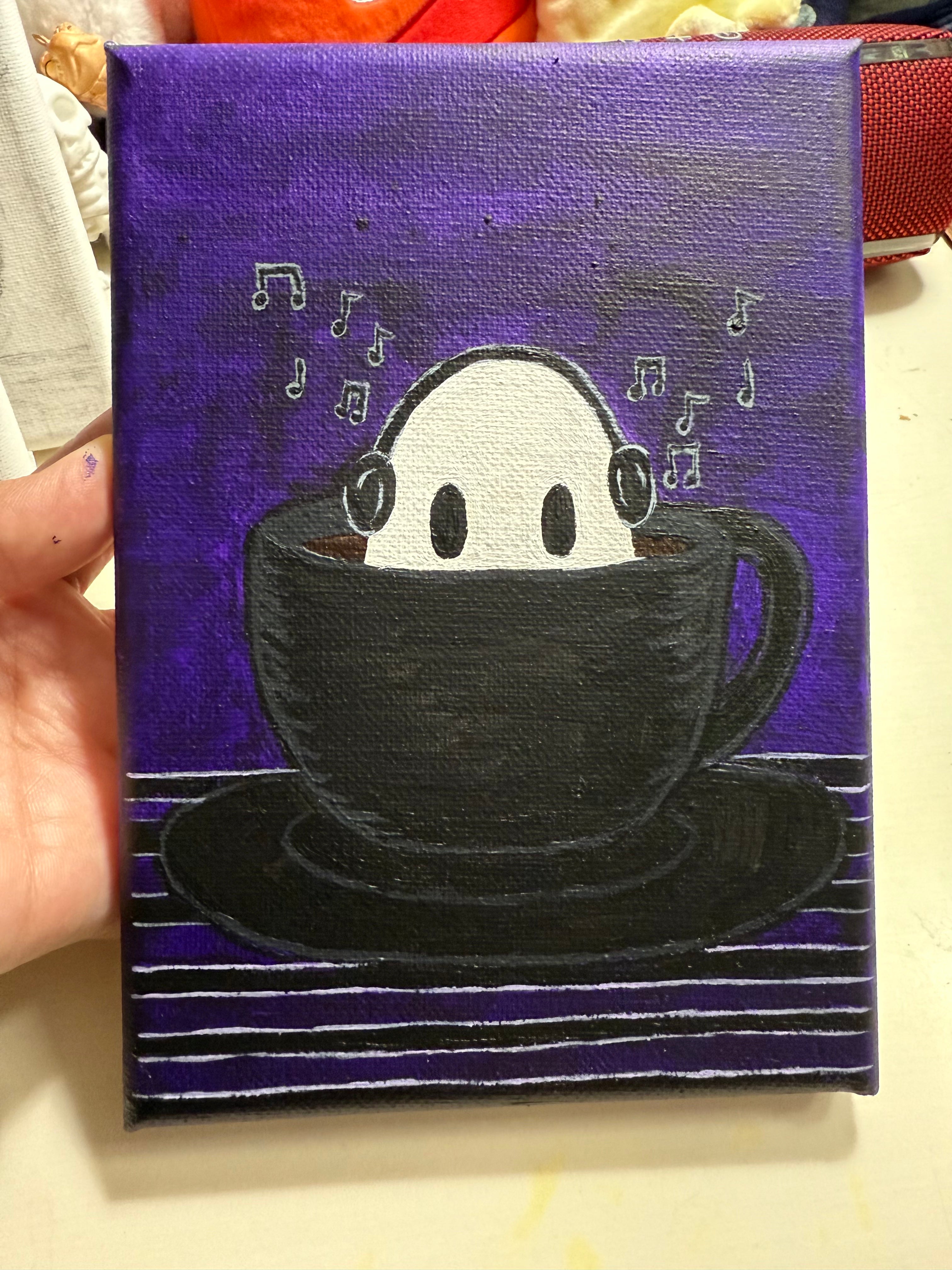Emo Coffee Ghostie Painting 5x7