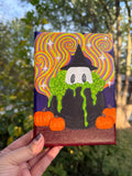 Bubbling Cauldron Ghostie Painting 5x7