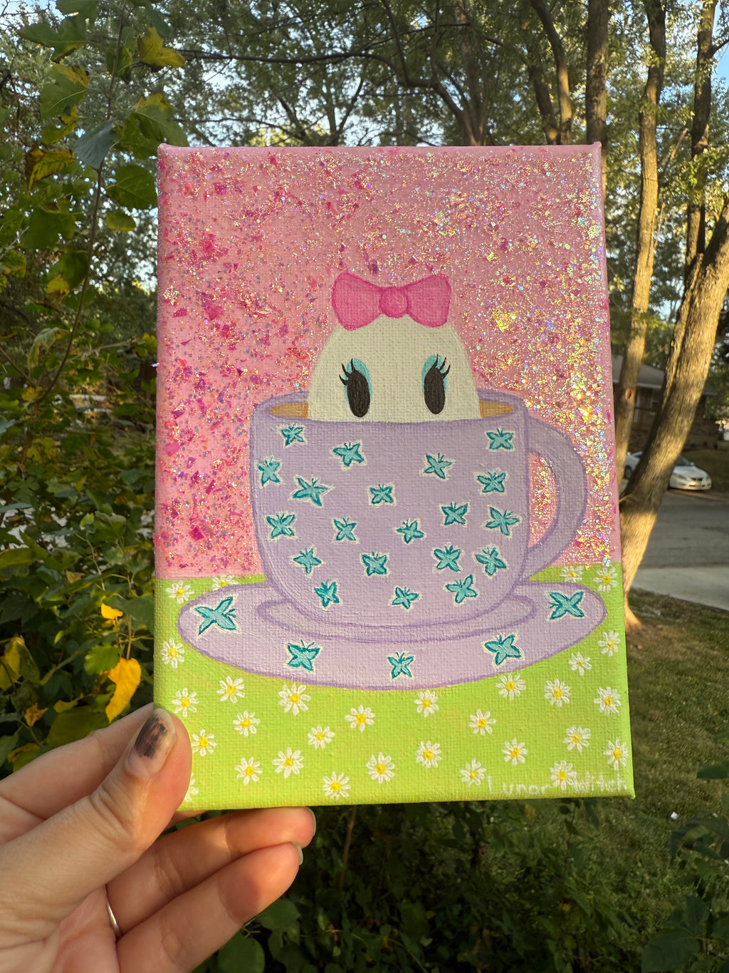 Sweetie Coffee Ghostie Painting 5x7