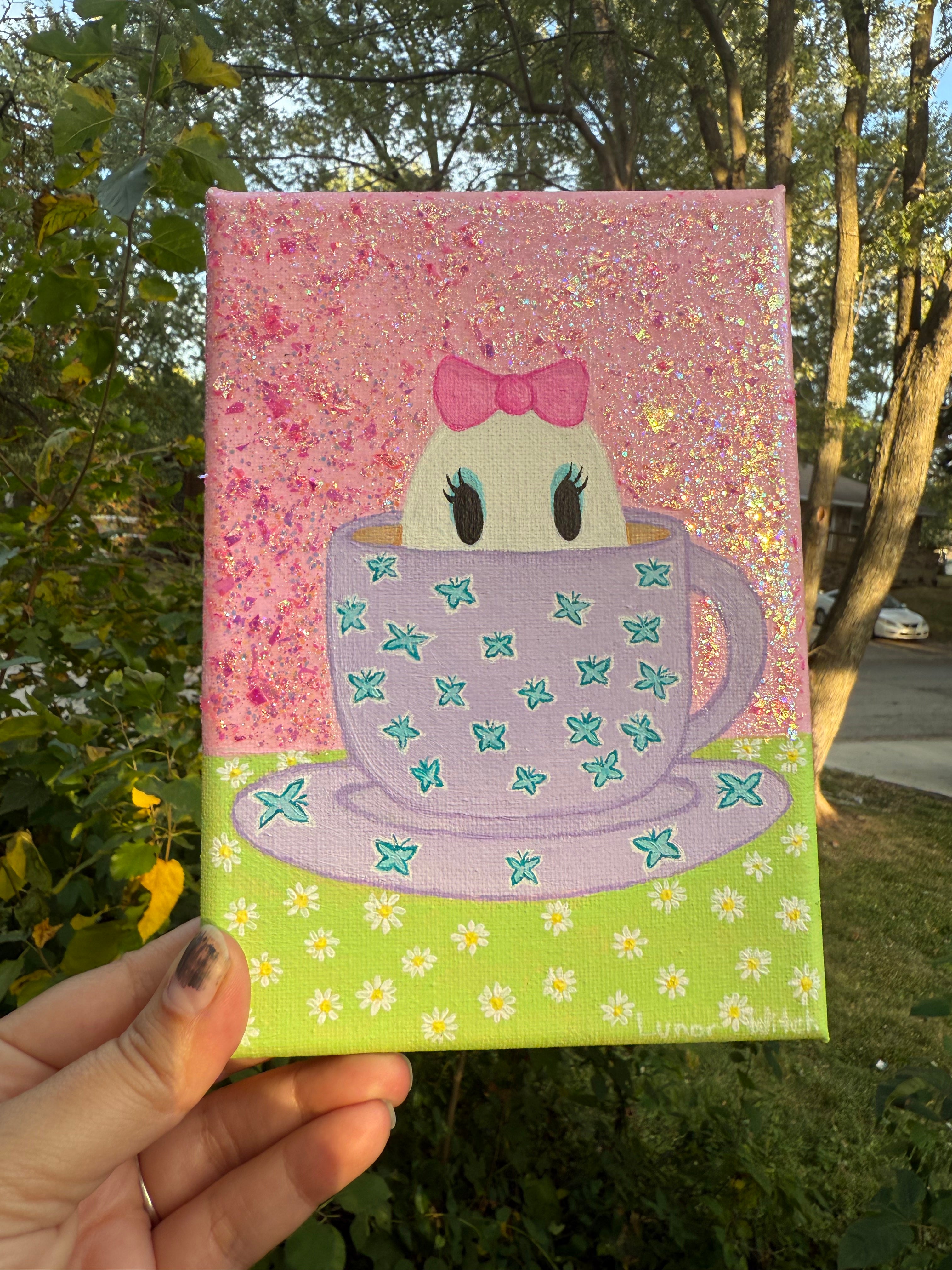 Sweetie Coffee Ghostie Painting 5x7