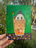 Witchy Iced Coffee Ghostie Painting 5x7