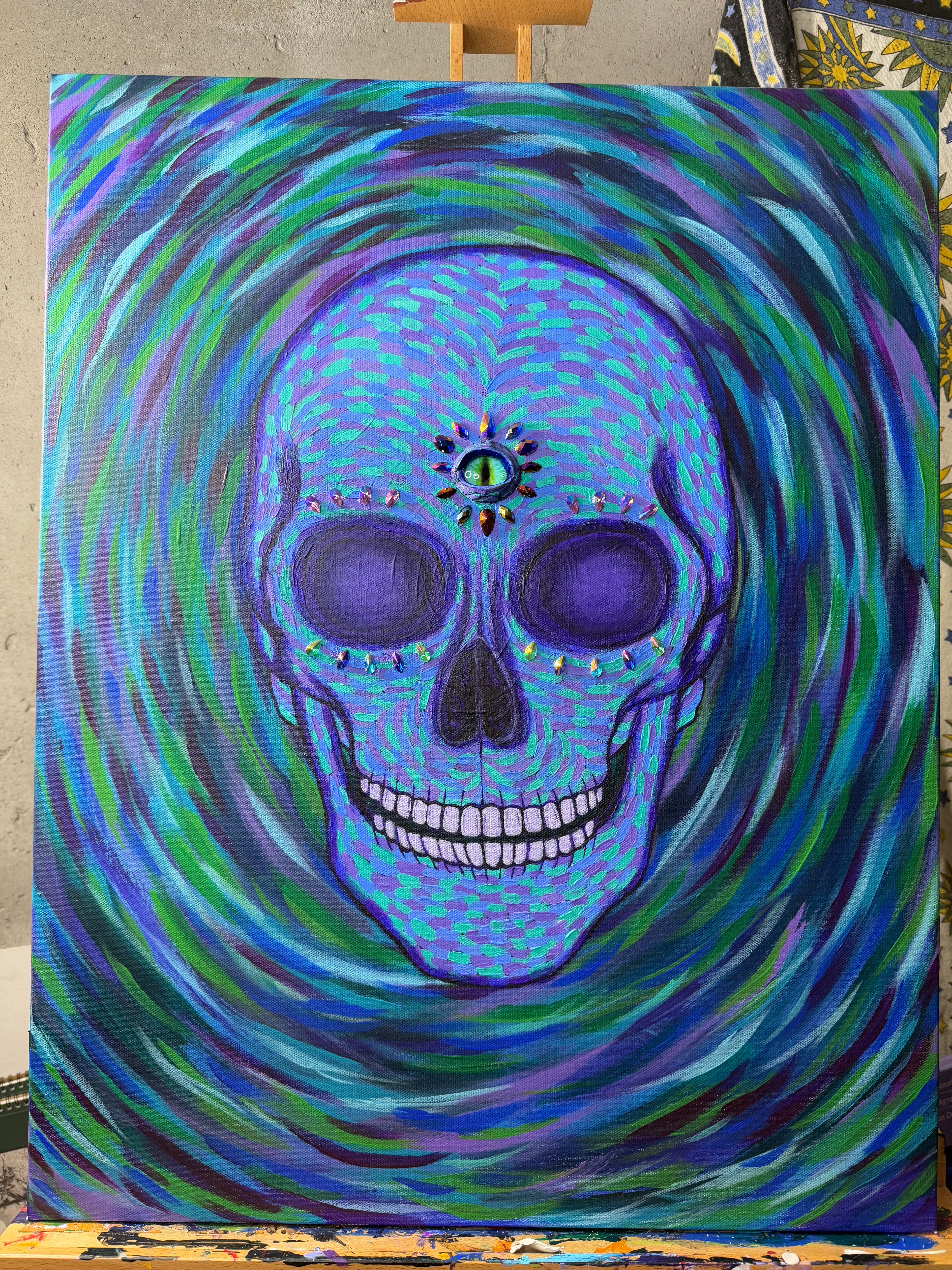 Third Eye Skull Painting acrylic 22x28