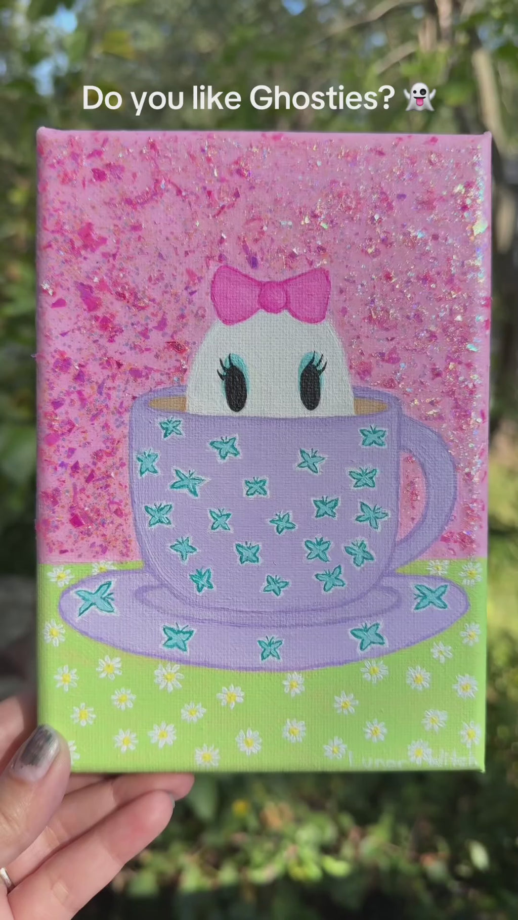 Sweetie Coffee Ghostie Painting 5x7