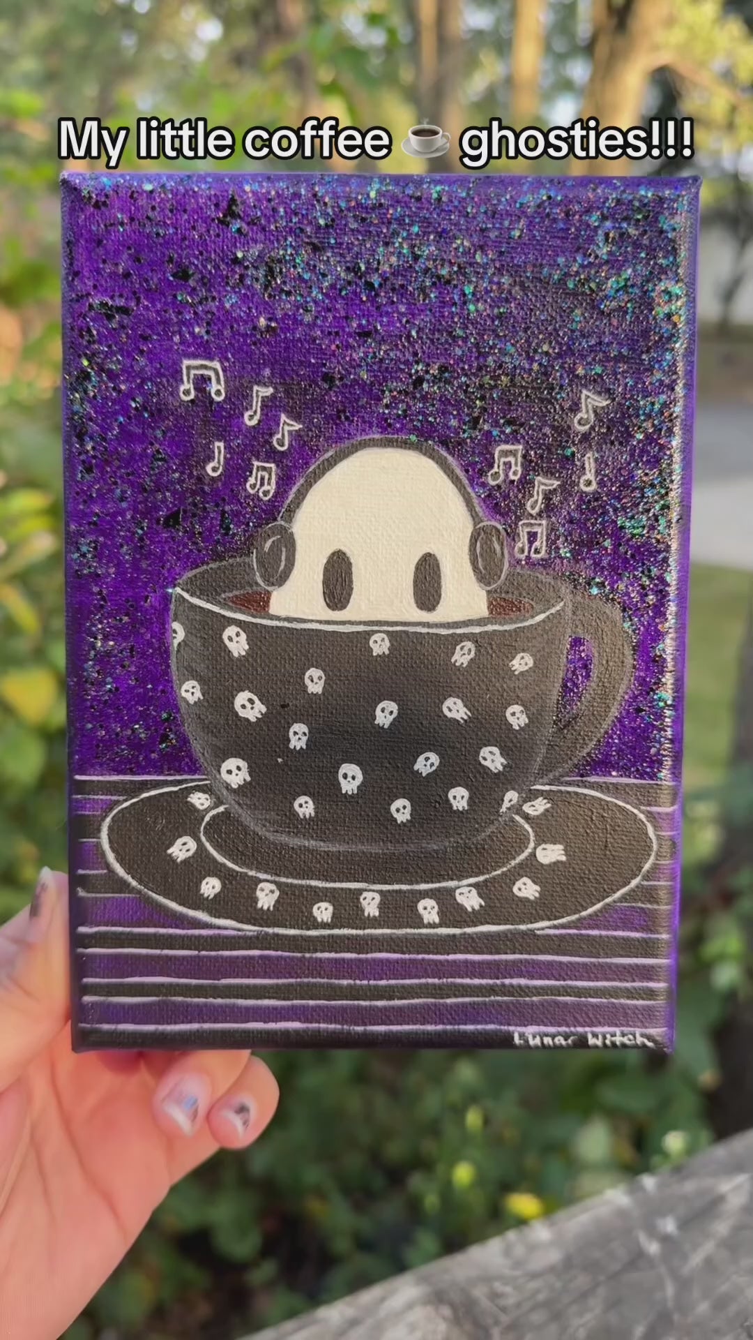 Emo Coffee Ghostie Painting 5x7