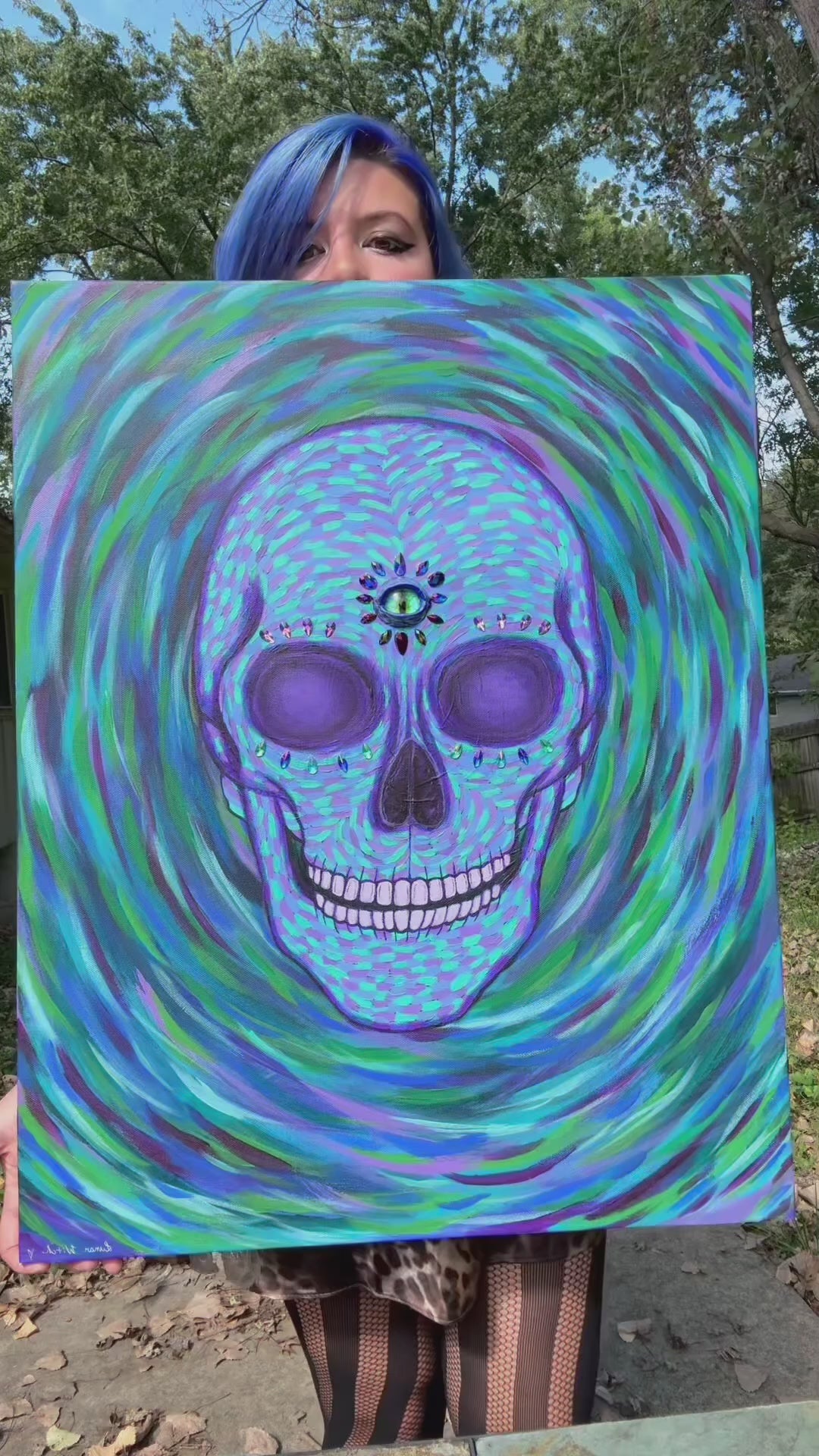 Third Eye Skull Painting acrylic 22x28